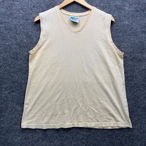 Zip Code Tank Top Mens XL Yellow Sleeveless V-Neck Cotton Athletic Made in USA